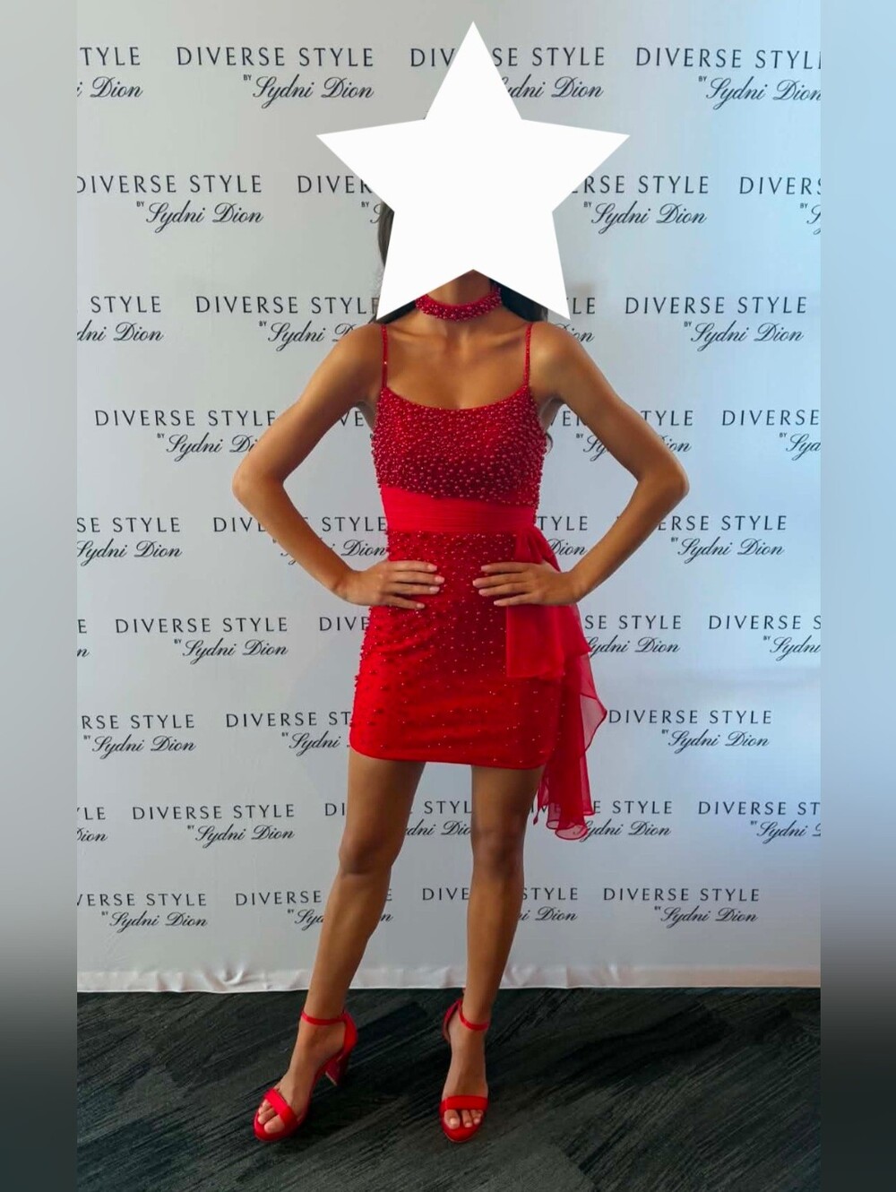 AshleyLauren Red Pearl Cocktail Dress 00